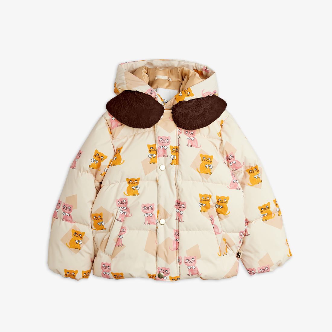 mini rodini] Kittens aop faux fur collar puffer – Les Quatre Cents