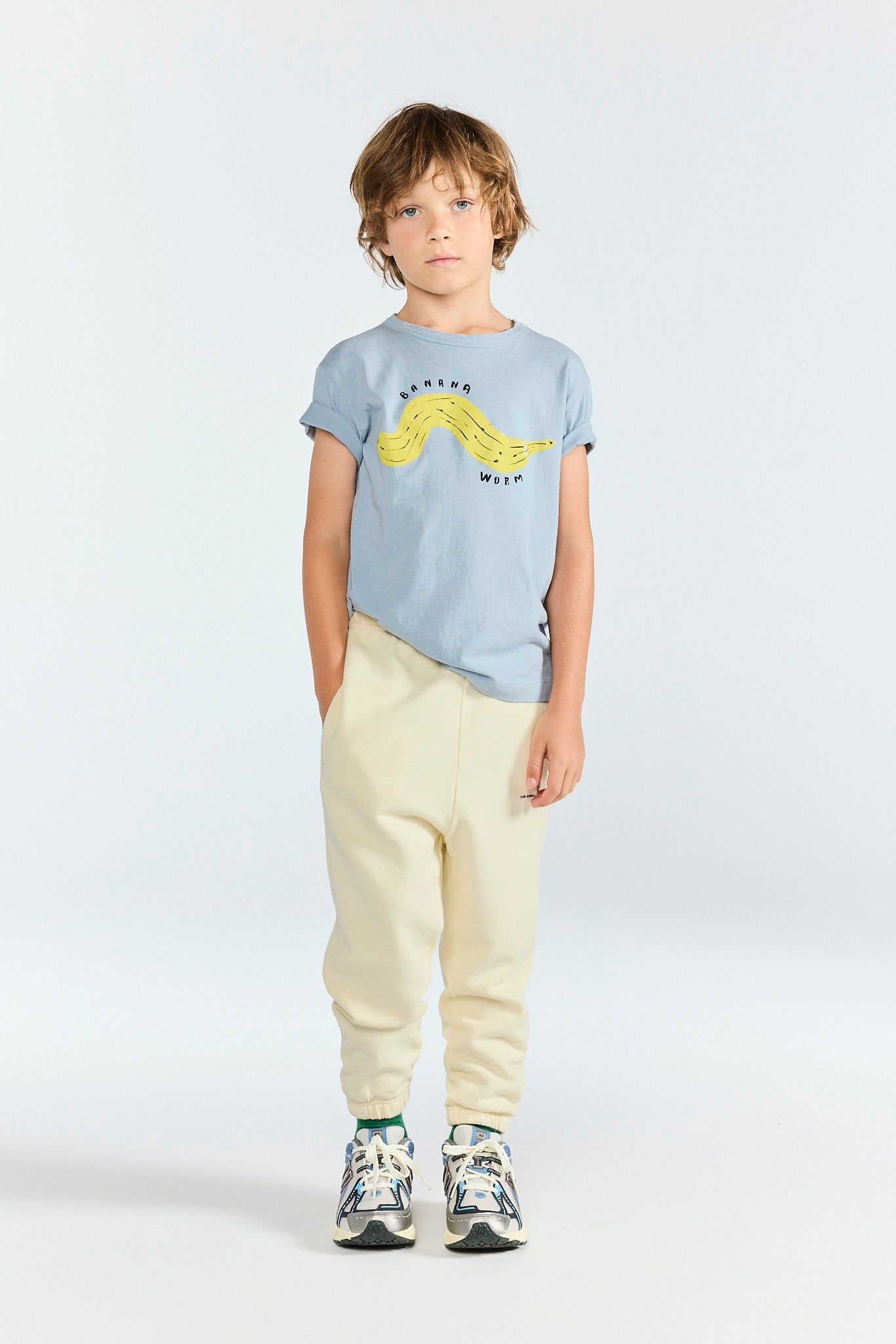 The Animals Observatory] ROOSTER KID T-SHIRT BLUE-GREY – Les