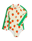 [mini rodini]   Strawberries aop ls uv swimsuit