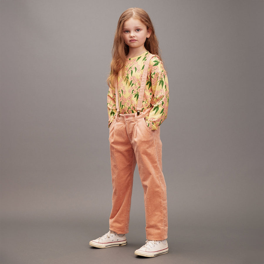 [mini rodini]   Clover emb corduroy suspender trousers