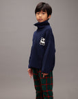[mini rodini]   Panda patch chunky knit half zip sweater