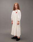[mini rodini]   Strawberry emb schiffli woven puff sleeve dress