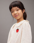 [mini rodini]   Strawberry emb schiffli blouse