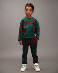 [mini rodini]   Plaid aop fleece ls top