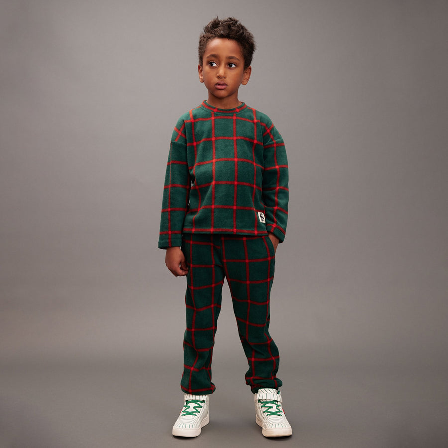 [mini rodini]   Plaid aop fleece ls top