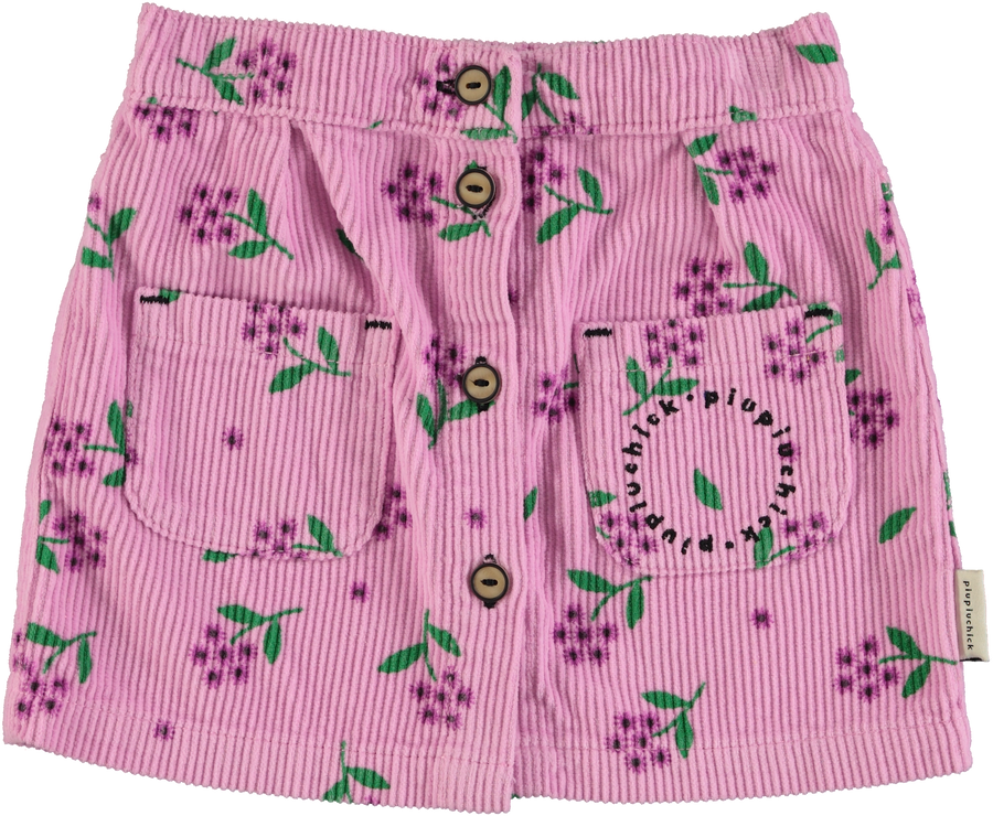 [piupiuchick]   Short skirt | Pink corduroy w/ flowers allover