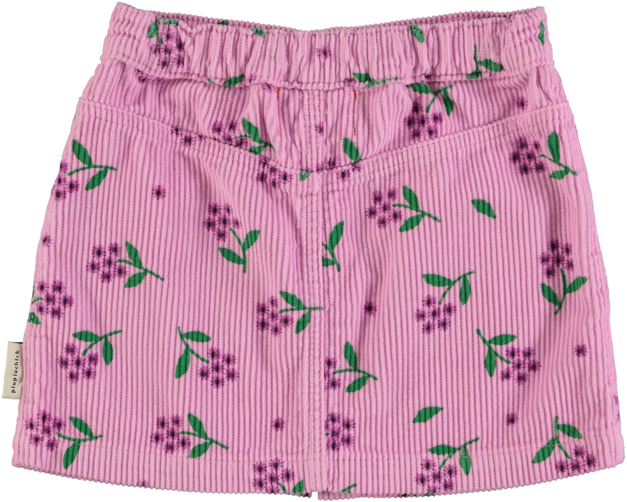 [piupiuchick]   Short skirt | Pink corduroy w/ flowers allover