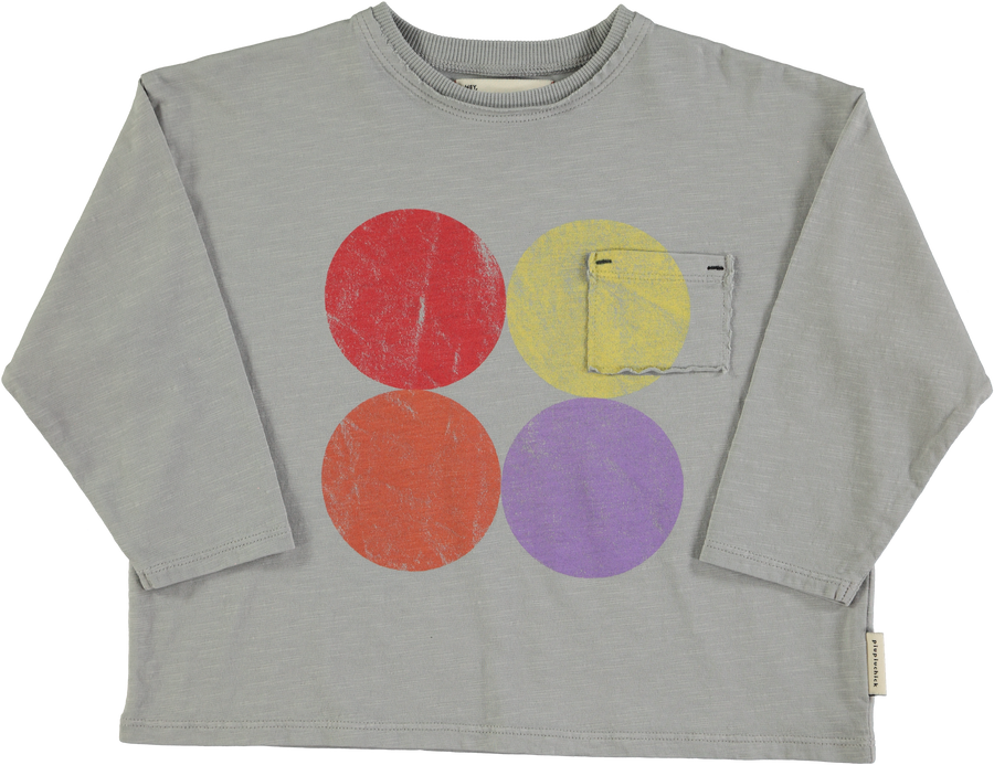 [piupiuchick]   Longsleeve | Grey w/ multicolor circles print