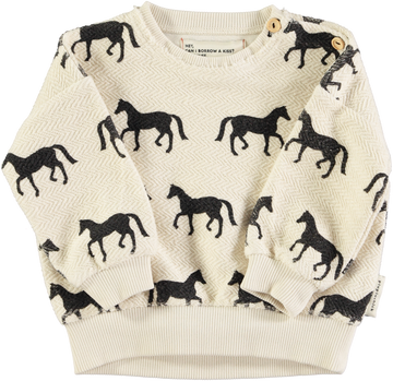 [piupiuchick]   Sweatshirt | Ecru w/ black horses