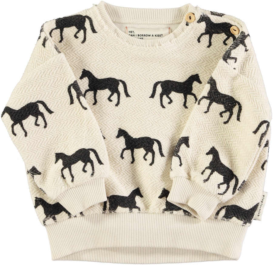 [piupiuchick]   Sweatshirt | Ecru w/ black horses