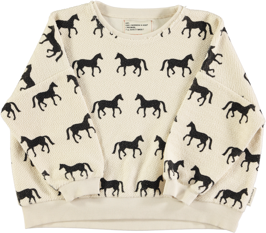 [piupiuchick]   Sweatshirt | Ecru w/ black horses