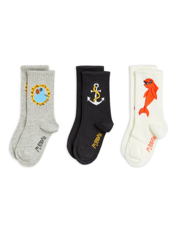 [mini rodini]   Dolphin 3-pack socks