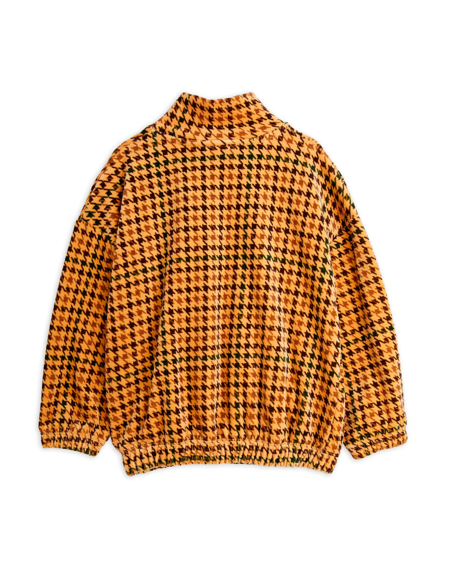 [mini rodini]   Dog houndstooth aop velour halfzip sweatshirt