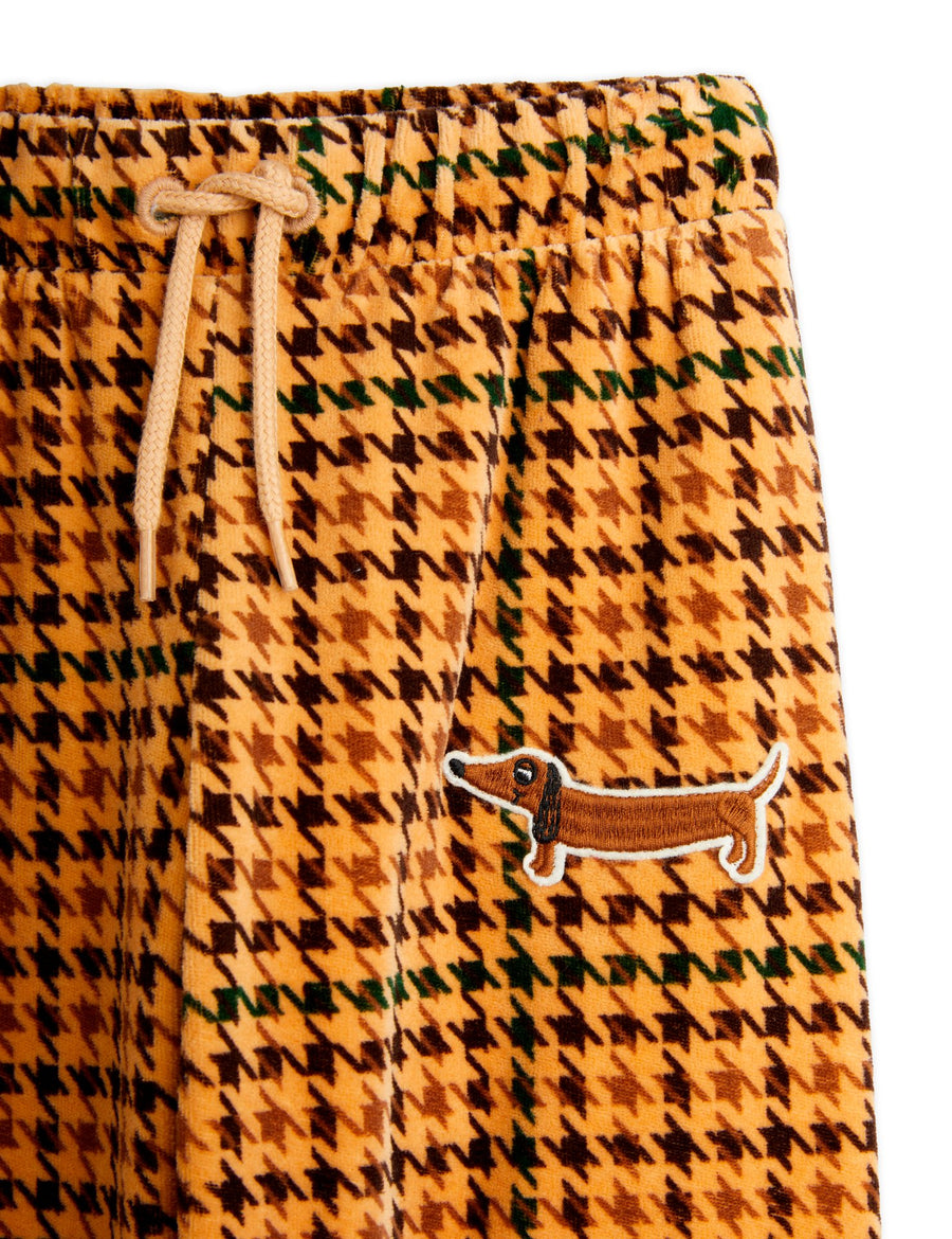 [mini rodini]   Dog houndstooth aop velour trousers