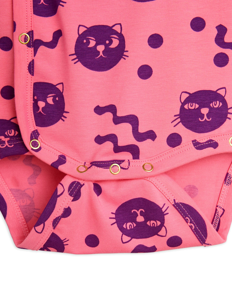 [mini rodini]   Squiggly cats aop nb baby set