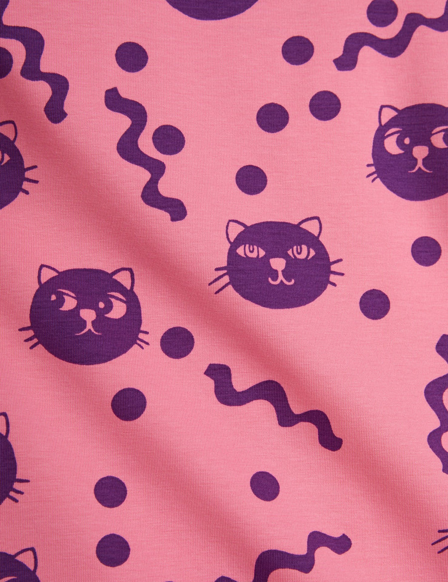 [mini rodini]   Squiggly cats aop ls dress