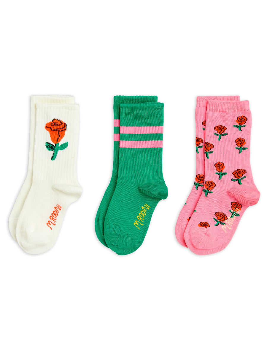 [mini rodini]   Roses 3-pack socks