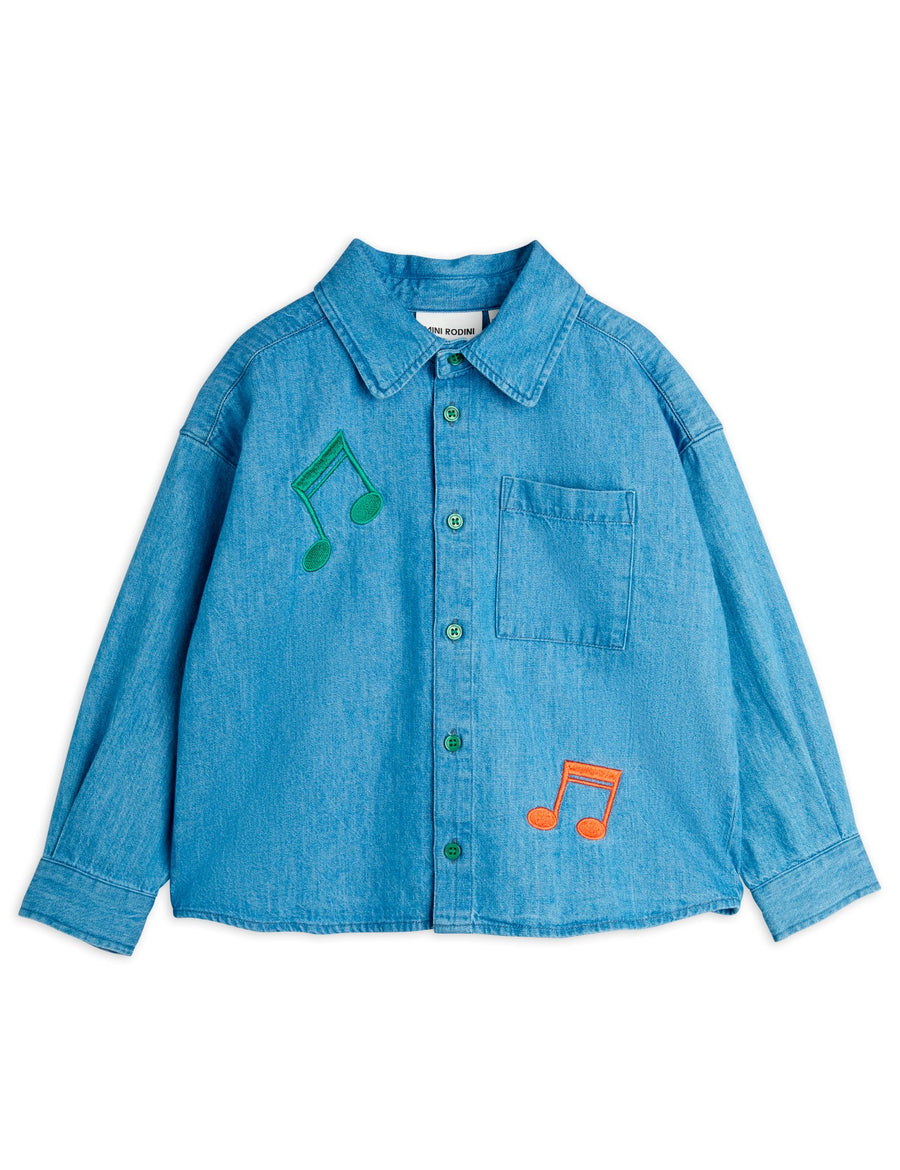 [mini rodini]   Note emb lightweight denim ls shirt