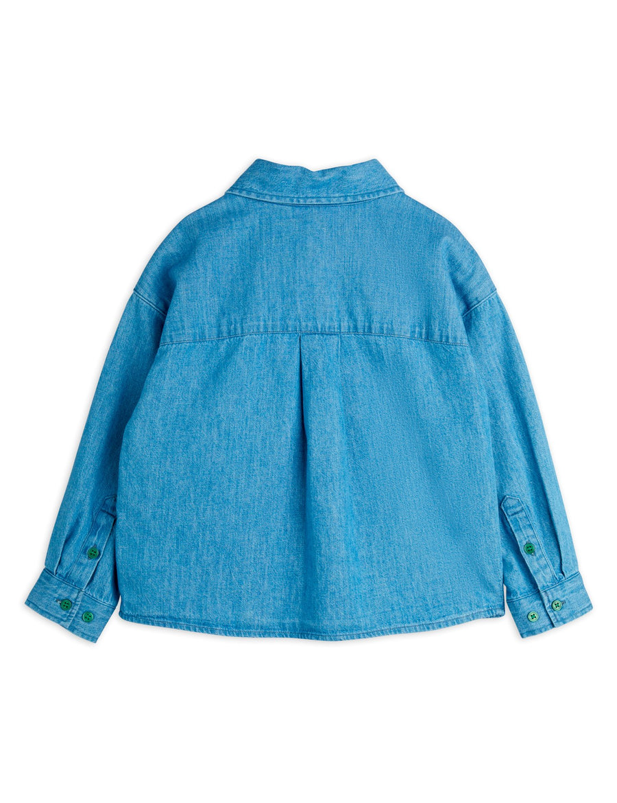 [mini rodini]   Note emb lightweight denim ls shirt