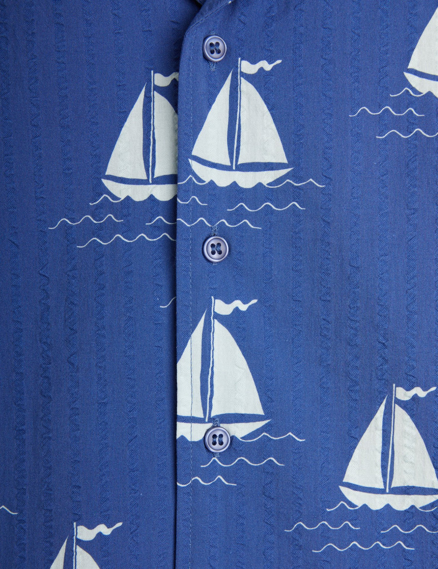 [mini rodini]   Sailing boats aop woven ss shirt