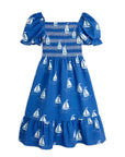 [mini rodini]   Sailing boats aop woven smock dress