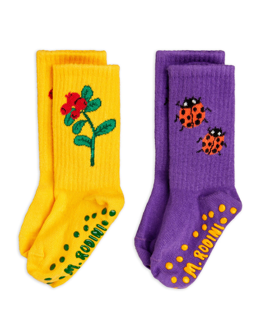 [mini rodini]   Lingonberries 2-pack anti-slip socks