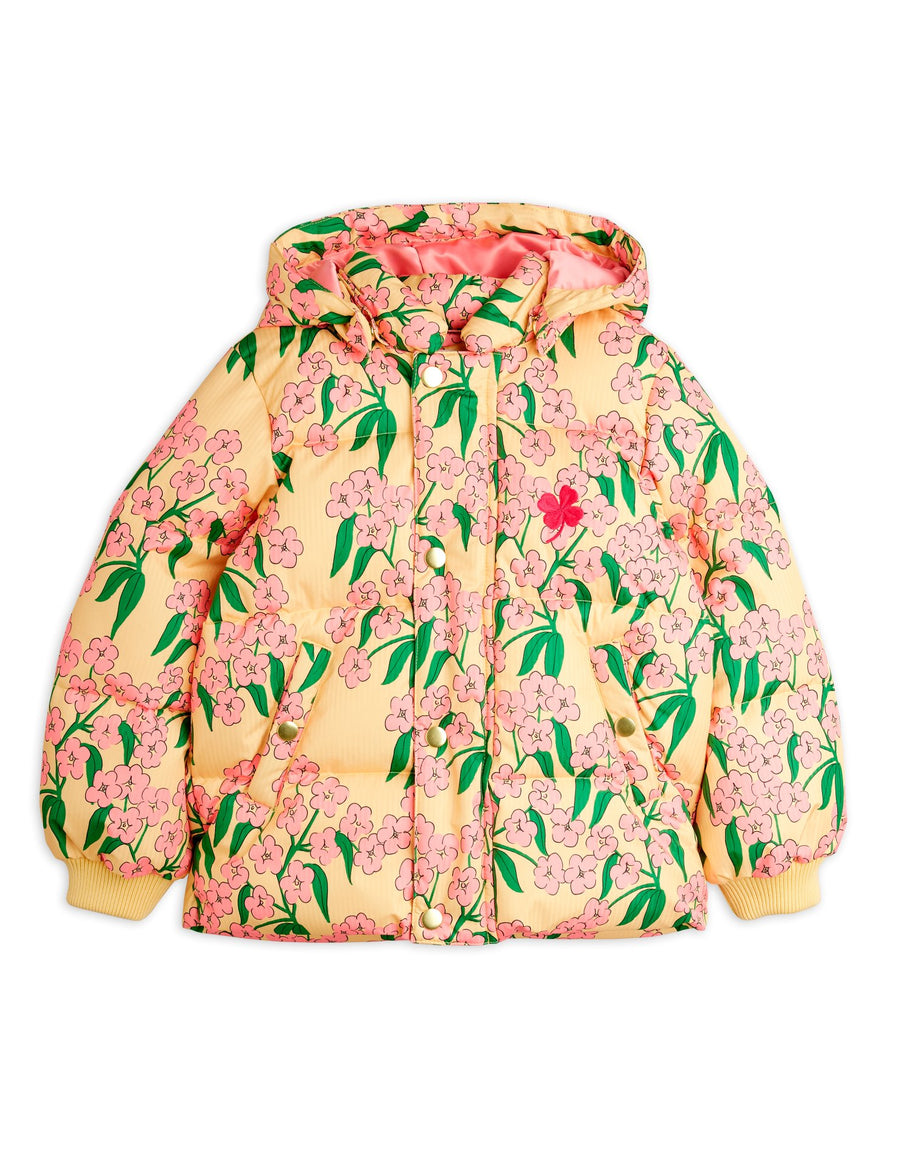 [mini rodini]   Alpine flowers aop hooded puffer