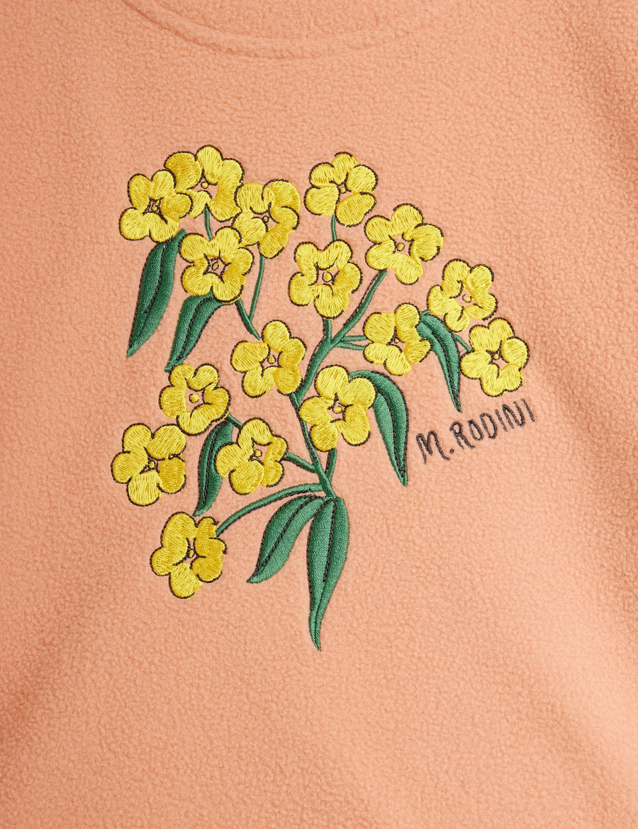 [mini rodini]   Alpine flowers emb double brushed double napped fleece ls top