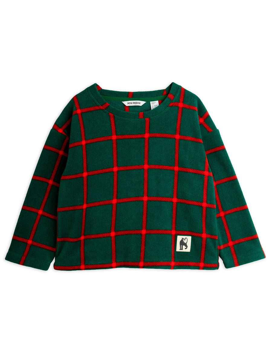 [mini rodini]   Plaid aop fleece ls top