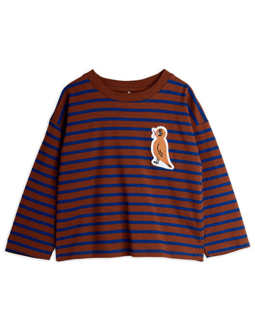 [mini rodini]   Stripe bird patch ls tee