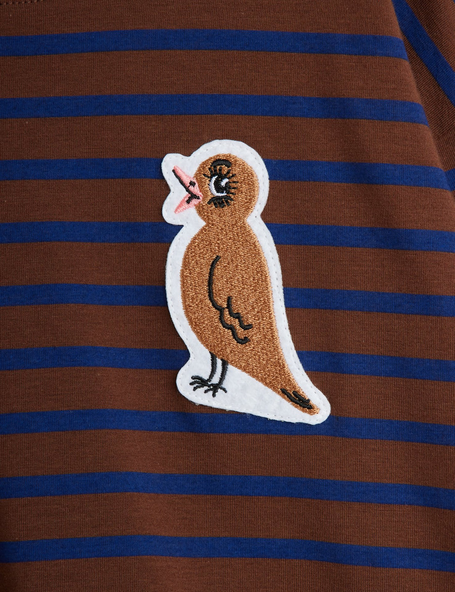 [mini rodini]   Stripe bird patch ls tee