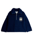 [mini rodini]   Panda patch chunky knit half zip sweater