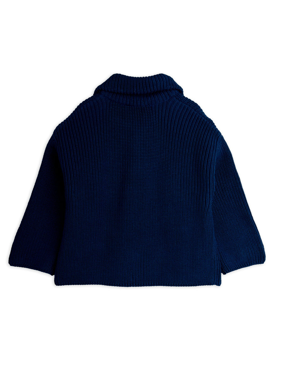 [mini rodini]   Panda patch chunky knit half zip sweater