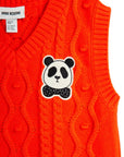 [mini rodini]   Panda patch cable knit v-neck slipover