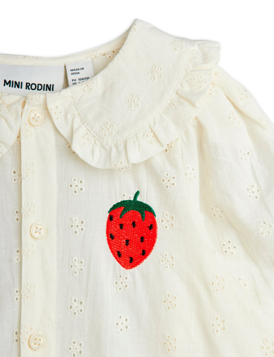[mini rodini]   Strawberry emb schiffli blouse