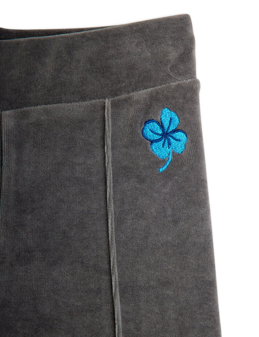 [mini rodini]   Clover emb velour flared trousers