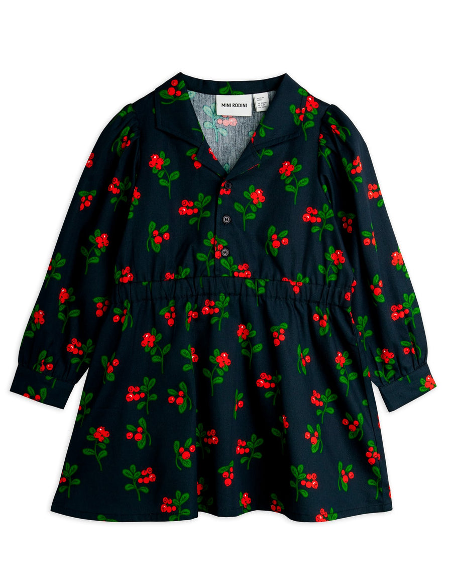 [mini rodini]   Lingonberries aop woven ls dress