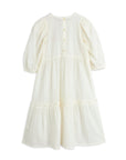 [mini rodini]   Strawberry emb schiffli woven puff sleeve dress