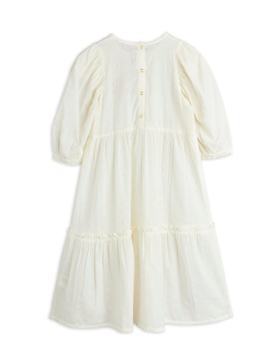 [mini rodini]   Strawberry emb schiffli woven puff sleeve dress