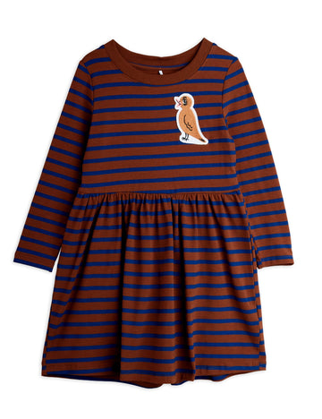 [mini rodini]   Stripe bird patch ls dress