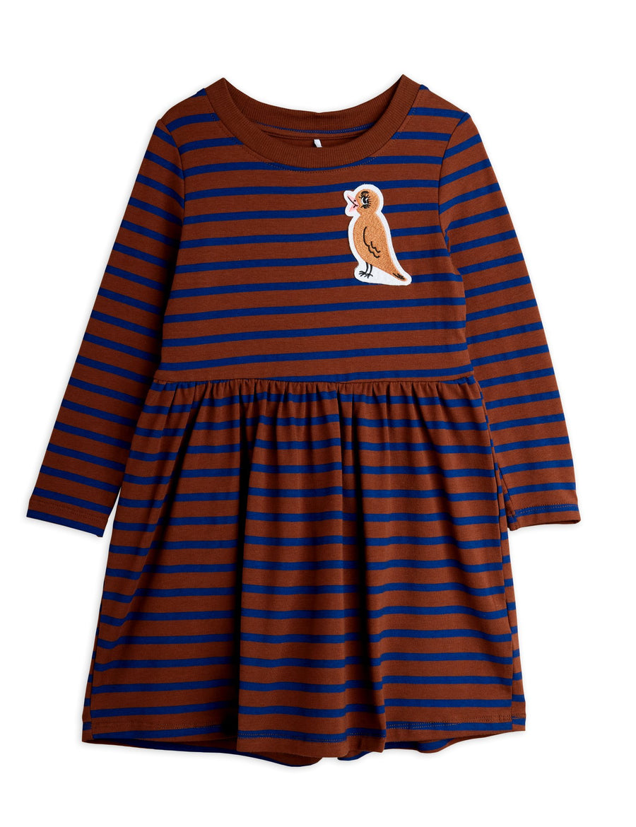 [mini rodini]   Stripe bird patch ls dress