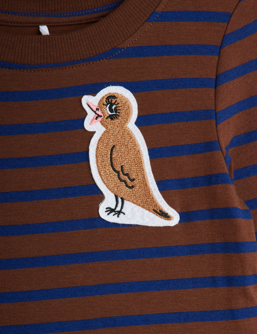 [mini rodini]   Stripe bird patch ls dress