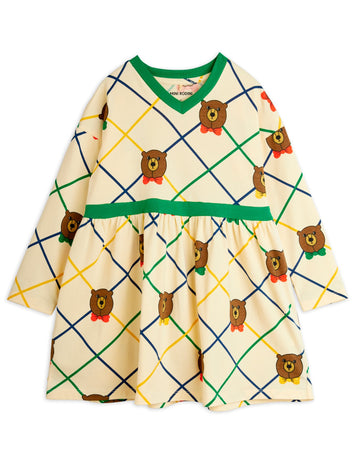 [mini rodini]   Bear check aop ls dress