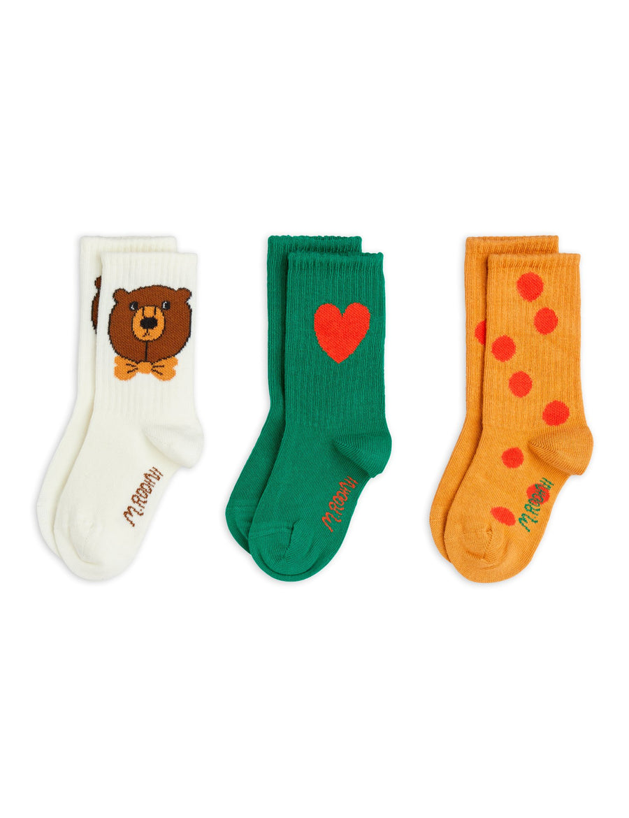 [mini rodini]   Bear 3-pack socks