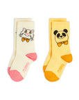 [mini rodini]   Cat & panda 2-pack socks