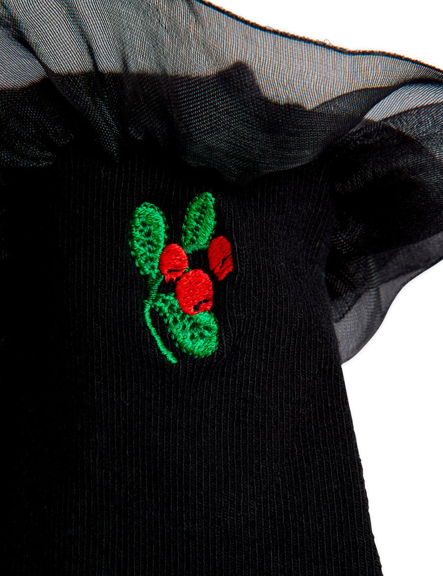 [mini rodini]   Lingonberry emb frill 1-pack socks