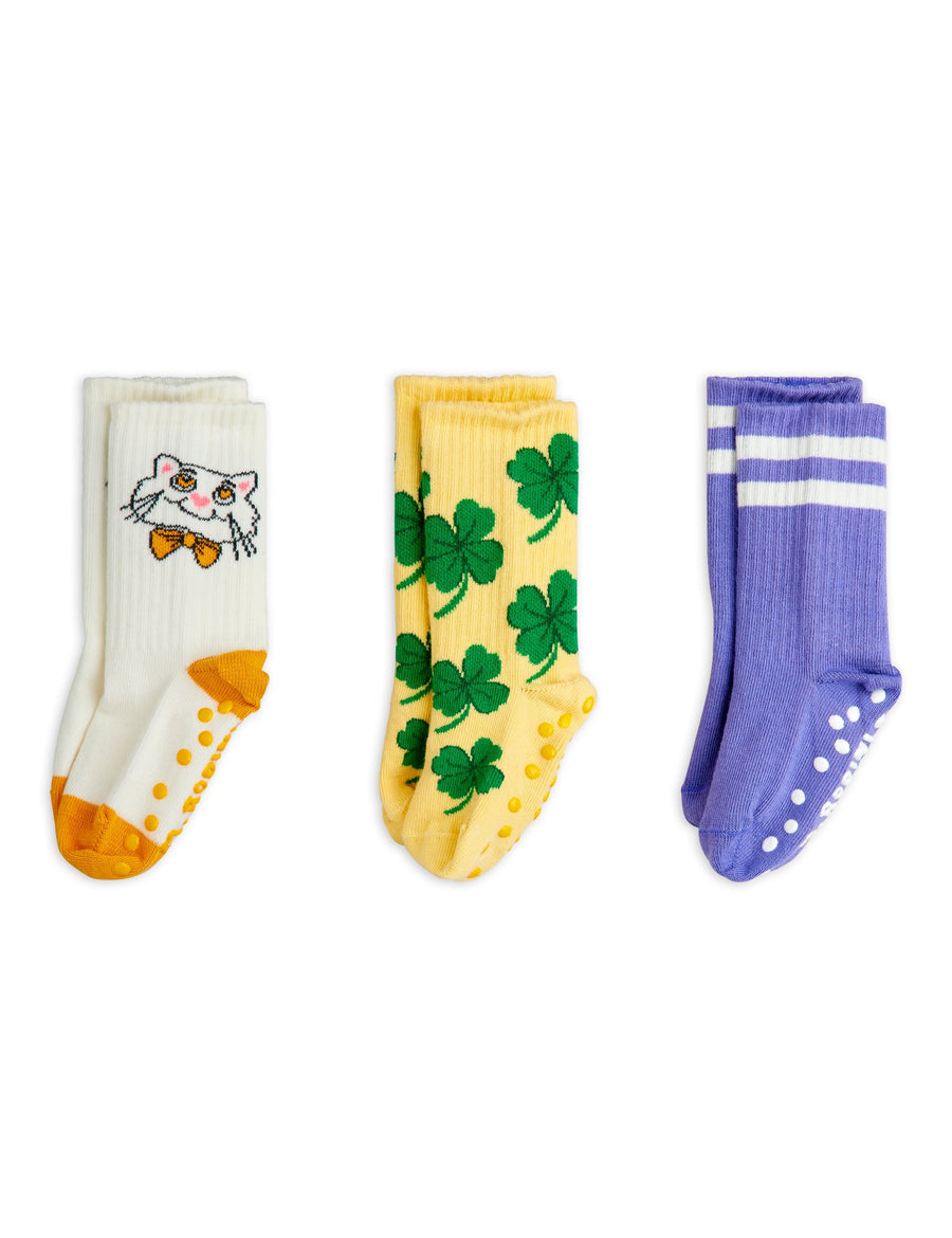 [mini rodini]   Cat 3-pack anti-slip socks