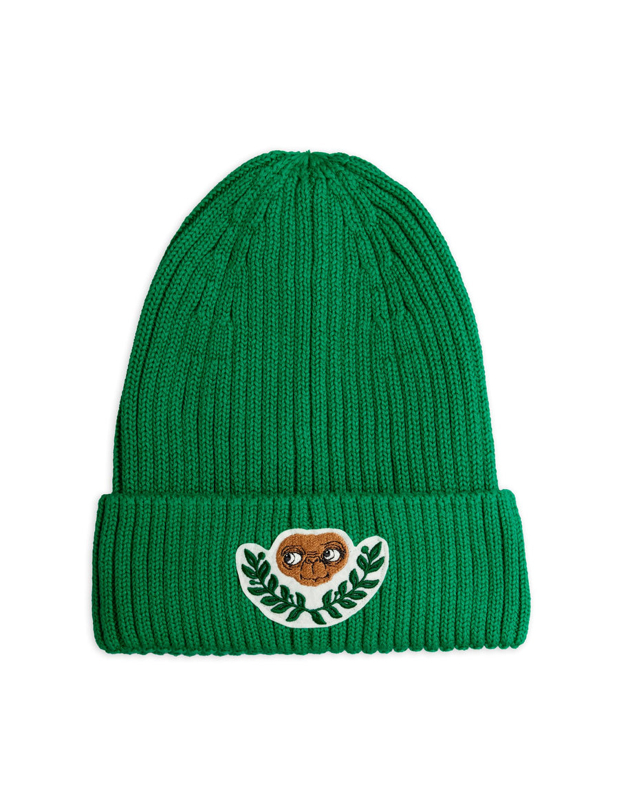 [mini rodini]   E.T. patch knitted rib fold up hat