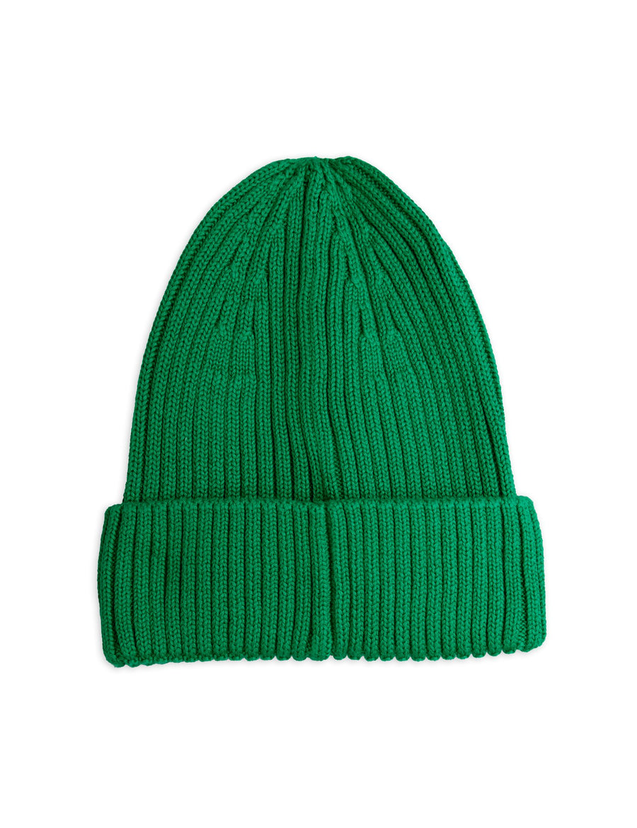 [mini rodini]   E.T. patch knitted rib fold up hat