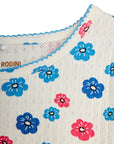 [mini rodini]   Flowers aop picotege pointelle ss tee